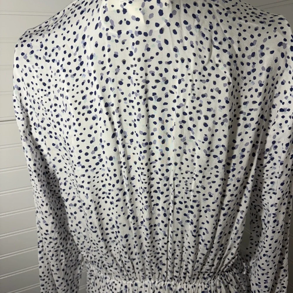 Anthropologie - Long Sleeve White Polka Dot Shirt Dress - Picture 9 of 11